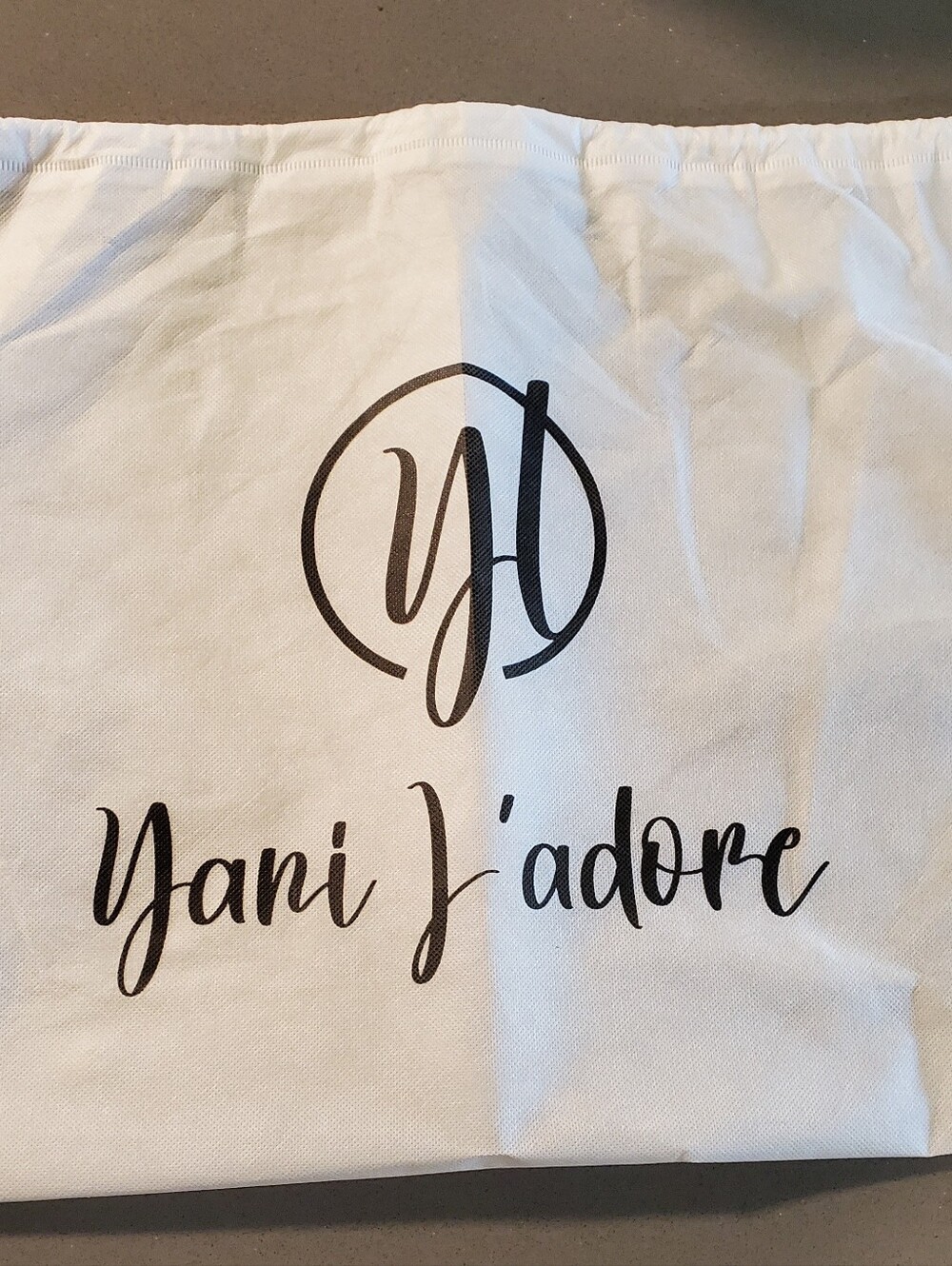 Cotton dust bag, Yani J'adore branded storage bag